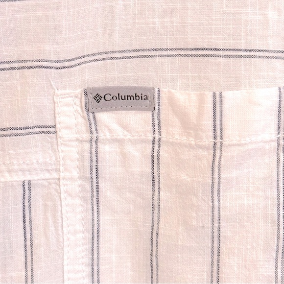 EUC Columbia Camp Hadley Linen Striped Short Sleeve Shirt - Picture 4 of 8